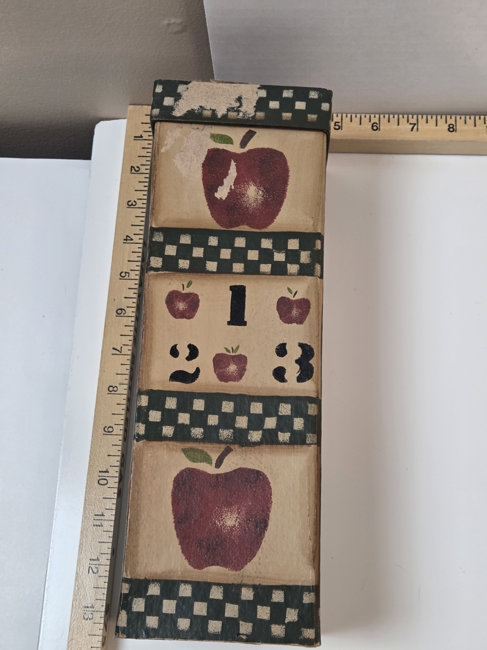 Hand-painted Wooden Apple Wall Box - Rustic Farmhouse Décor